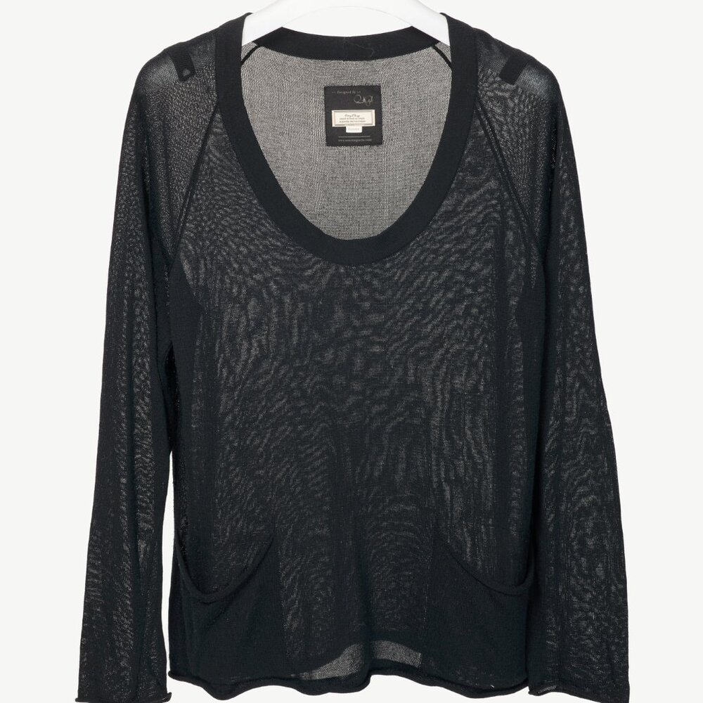 Annette Gortz SS10 Orio Black Viscose & Cotton Pocket Sweater